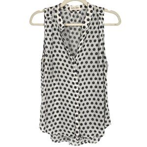 Bella Dahl Dot Print Sleeveless Blouse Lightweight White Black Size Medium